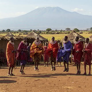People dancing in a village in Amboseli National Park