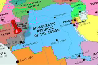 Democratic Republic of the Congo, Kinshasa - capital city, pinned on political map