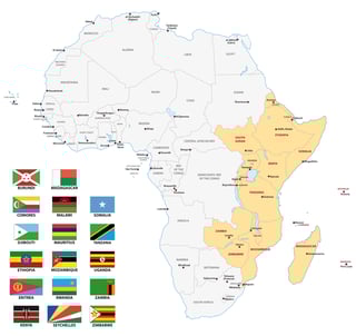 East Africa Map With Flags