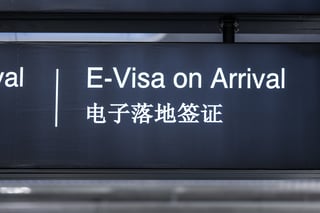 Electronic Visa On Arrival Signage Concept At Airport For Tourists Visa Sign In English Electronic Visa On Arrival Signage Concept At Airport For Tourists Visa Sign In English