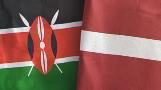 Kenya and Latvia flags side by side Kenya and Latvia flags side by side