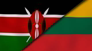 Kenya and Lithuania flags together Kenya and Lithuania flags together