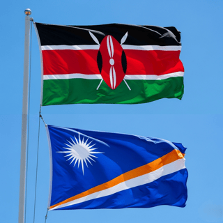 Kenya and Marshall Islands flags 