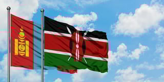 Kenya and Mongolia flags together Kenya and Mongolia flags together