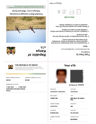 Kenya Business eVisa sample Kenya Business eVisa sample