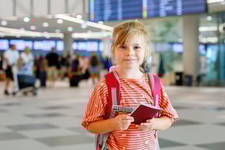 Little Preschool Girl At Airport Terminal Happy Child Going On Vacations By Airplane Smiling Little Preschool Girl At Airport Terminal Happy Child Going On Vacations By Airplane Smiling
