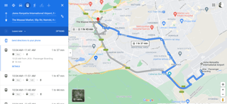 Map of Jomo Kenyatta International Airport to City Center Nairobi
