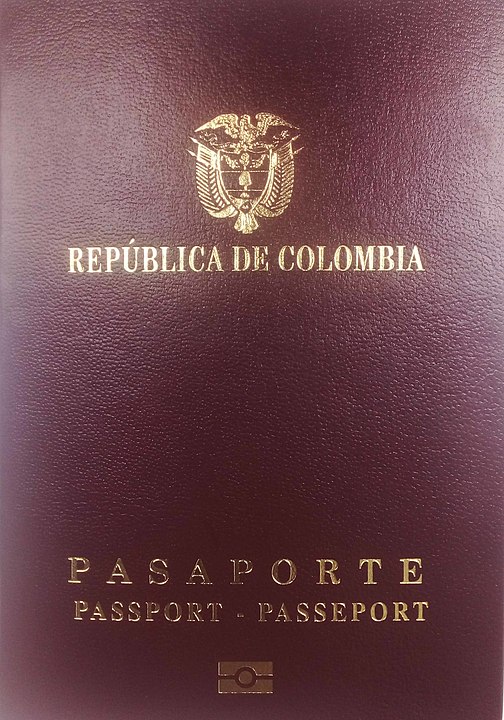 Copertina anteriore del passaporto colombiano Copertina anteriore del passaporto colombiano