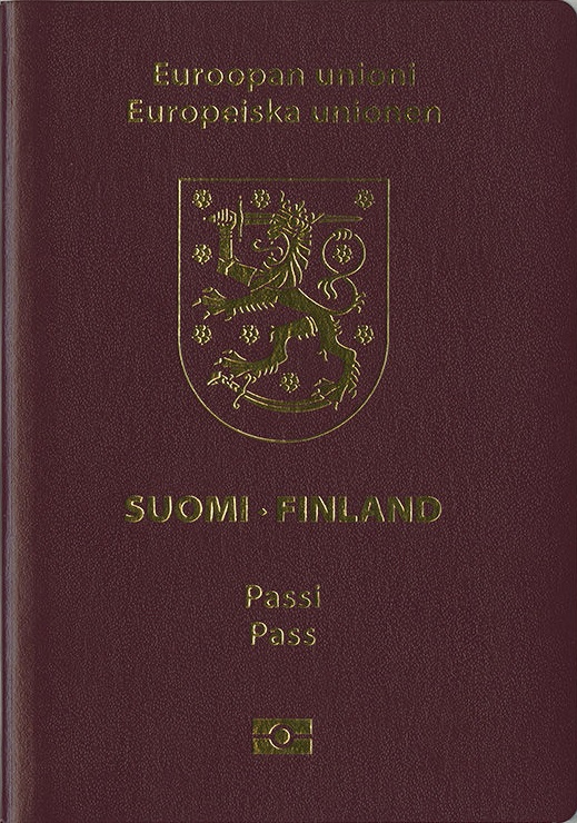 Copertina anteriore del passaporto finlandese Copertina anteriore del passaporto finlandese