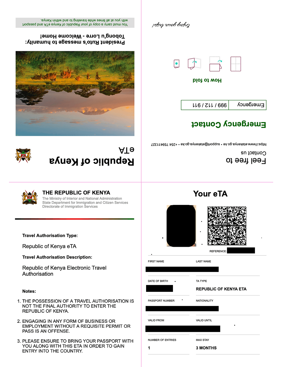 sample of Kenya eTA