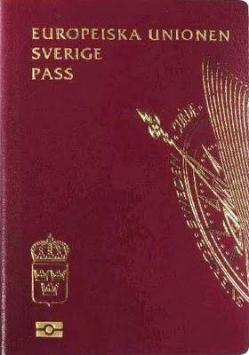Copertina anteriore del passaporto svedese Copertina anteriore del passaporto svedese